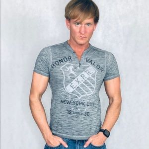 Express Men, Gray, Graphic Tee, Size Extra Small